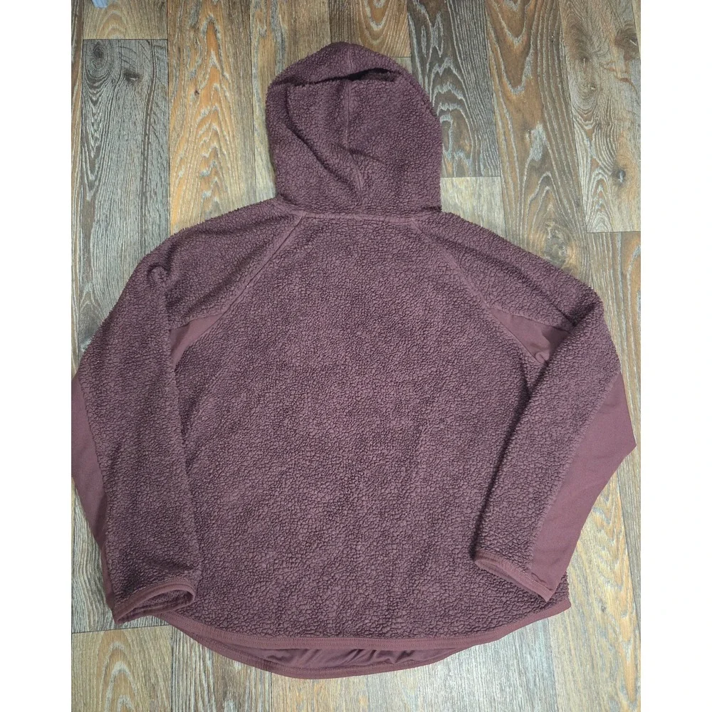 Nike Womens Therma-FIT Sherpa Fleece Hoodie Burgundy Plum Pullover Large